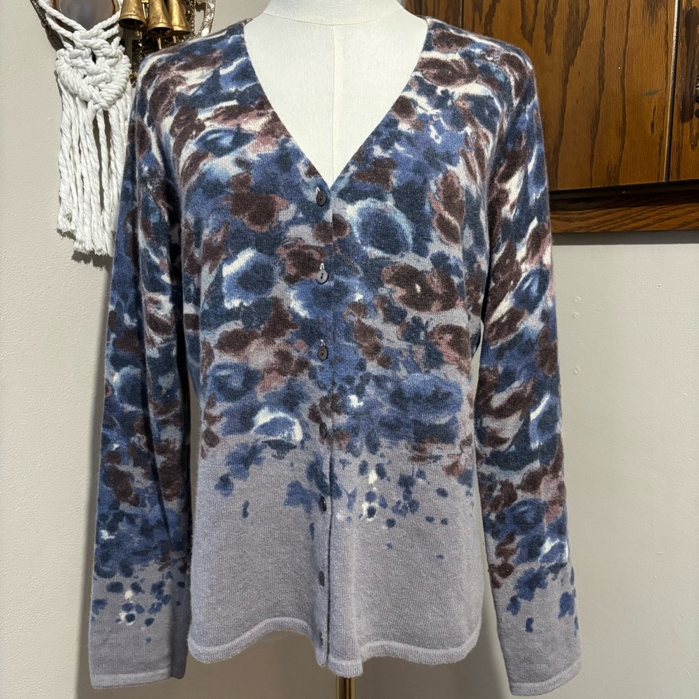 Carole Little Vintage Lambs Wool Rabbit Hair Cardigan Sweater Size Large